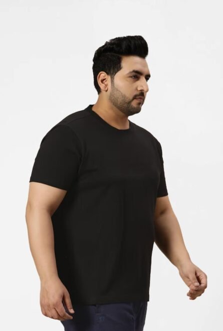 Black Plain T-shirt for Men - Image 3