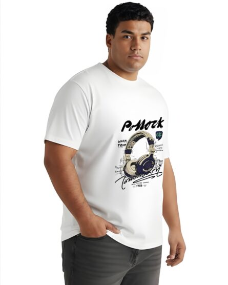 Vintage Headphones Design Plus-Size White Graphic Tee