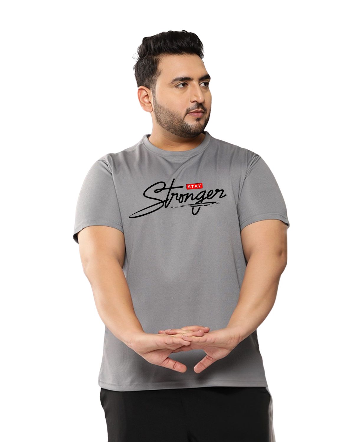 Stay Stronger | Men’s Premium Polyester Plus Size T-Shirt | Quick Dry Stretch Tee - Image 8