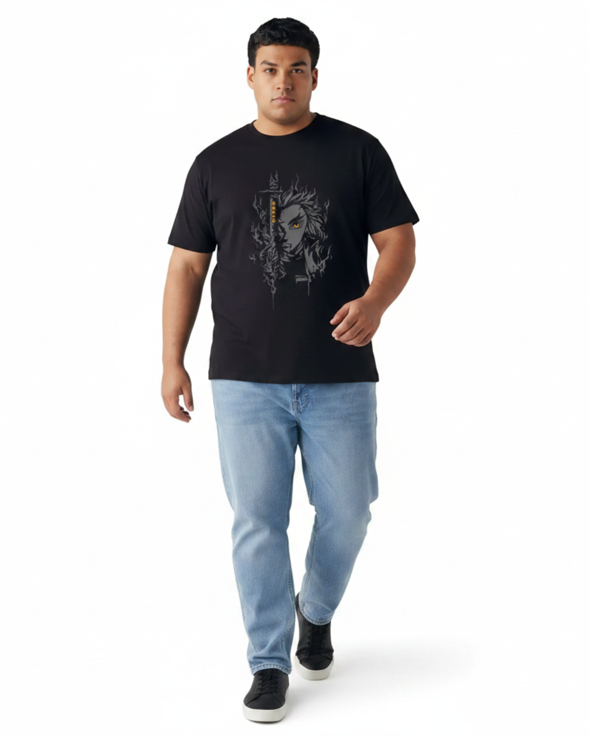 Flame Samurai Graphic Tee — Men's Classic Fit 2XL-7XL - Image 2
