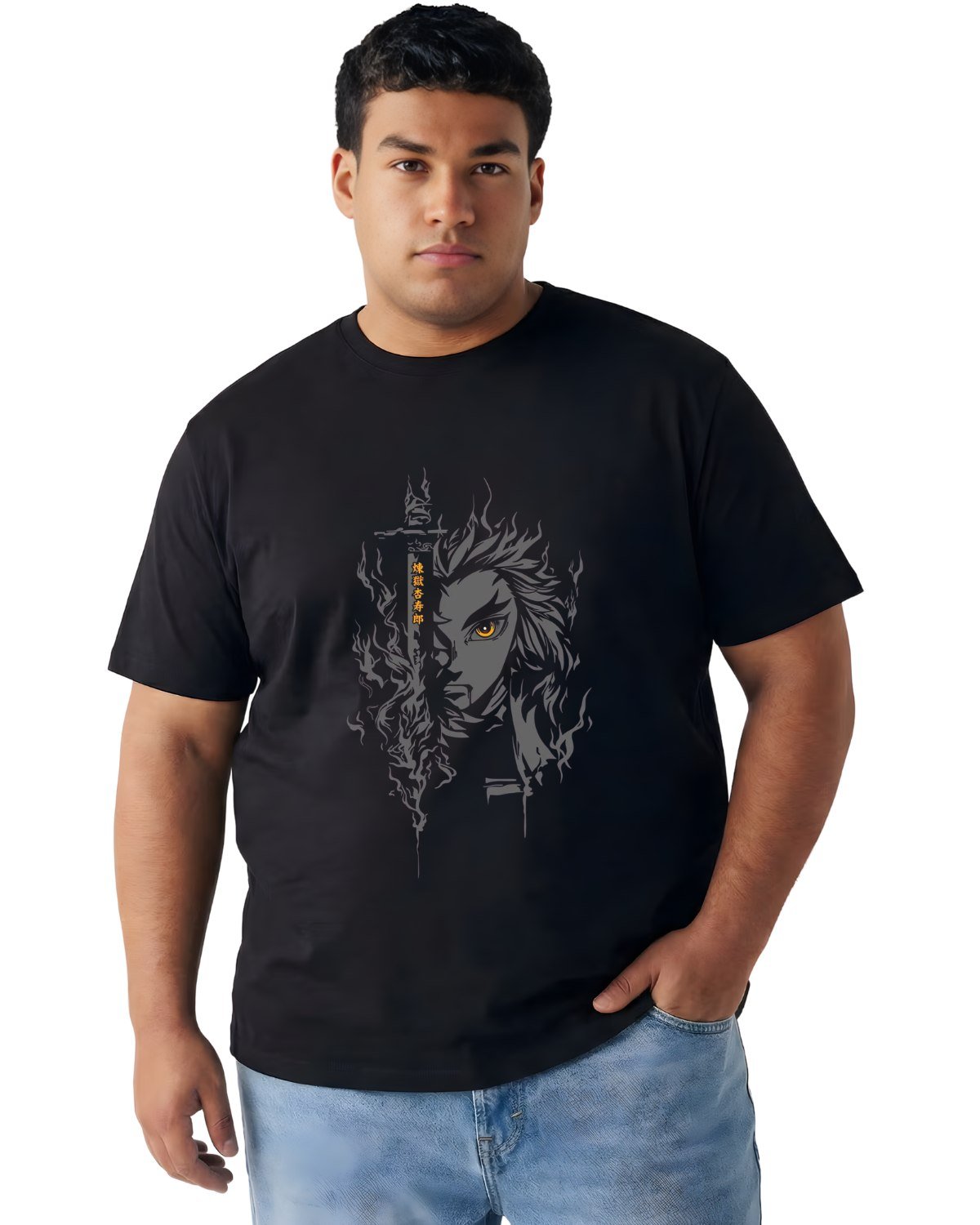 Flame Samurai Graphic Tee — Men's Classic Fit 2XL-7XL - Image 6