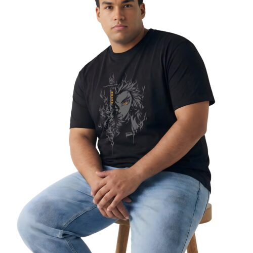 Flame Samurai Graphic Tee — Men's Classic Fit 2XL-7XL - Image 1