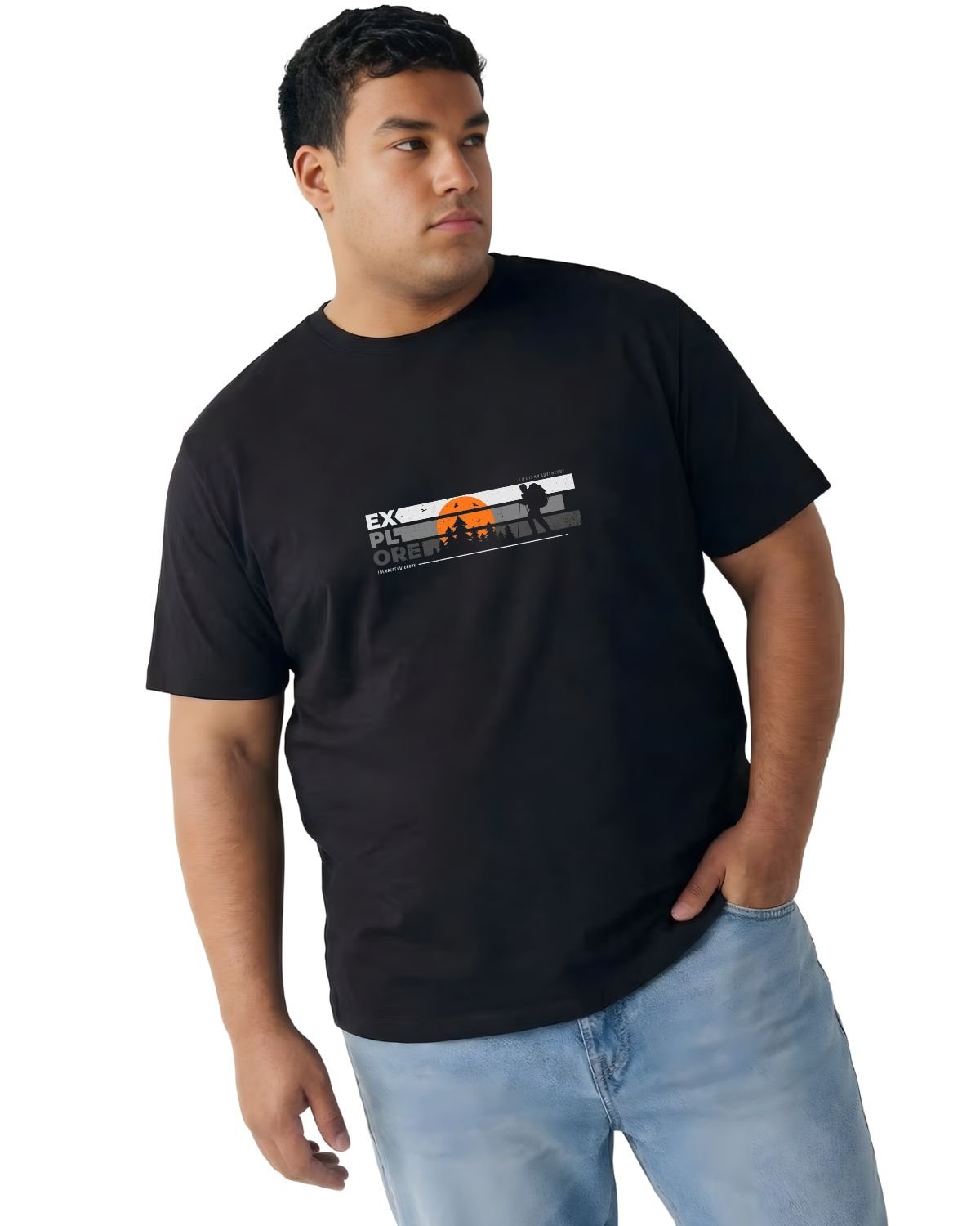 Explore every adventure Printed Plus Size Cotton Blend T-Shirt - Image 4