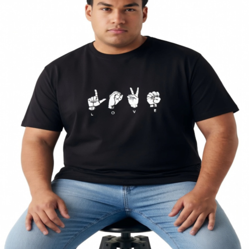 American Sign Language LOVE Tee - Premium Cotton - Plus Sizes 2XL-7XL - Image 2