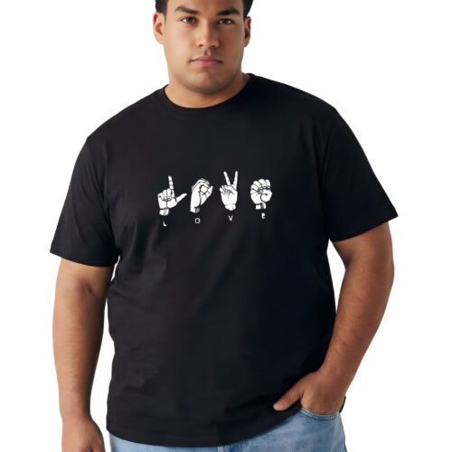 American Sign Language LOVE Tee - Premium Cotton - Plus Sizes 2XL-7XL - Image 6