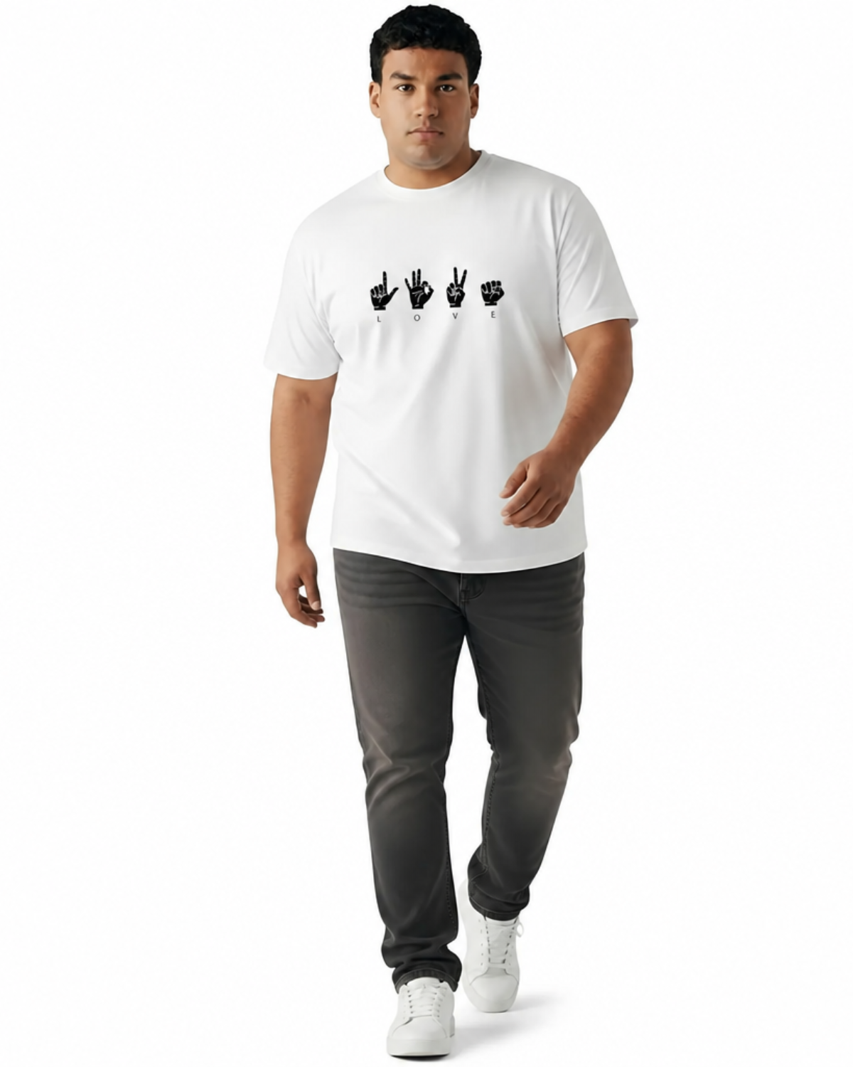 American Sign Language LOVE Tee - Premium Cotton - Plus Sizes 2XL-7XL - Image 8