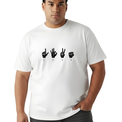 American Sign Language LOVE Tee - Premium Cotton - Plus Sizes 2XL-7XL - Image 12