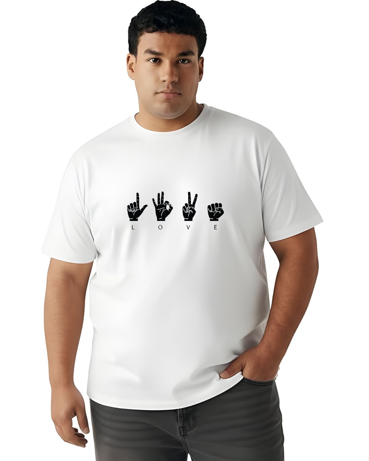 American Sign Language LOVE Tee - Premium Cotton - Plus Sizes 2XL-7XL - Image 12