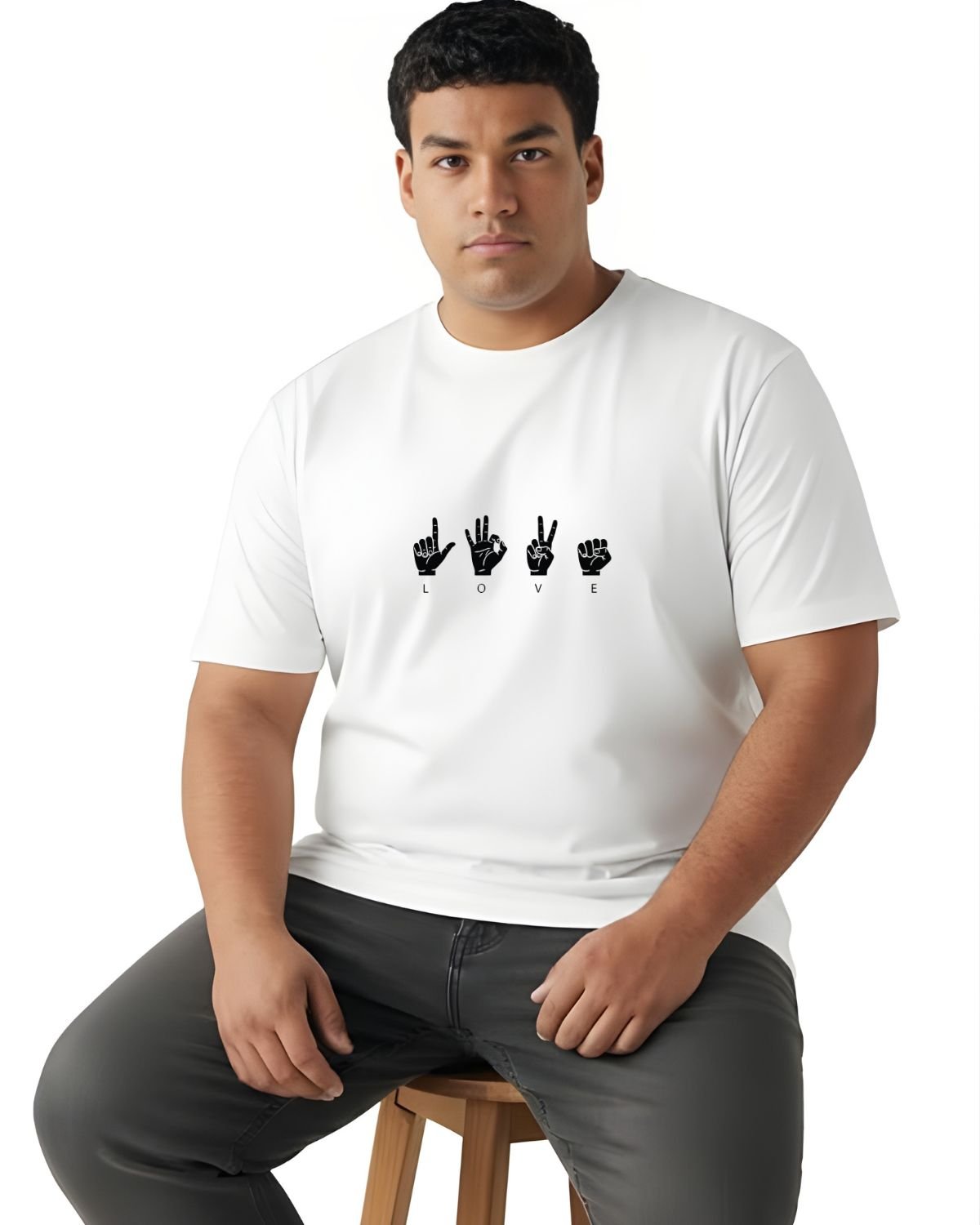American Sign Language LOVE Tee - Premium Cotton - Plus Sizes 2XL-7XL - Image 11