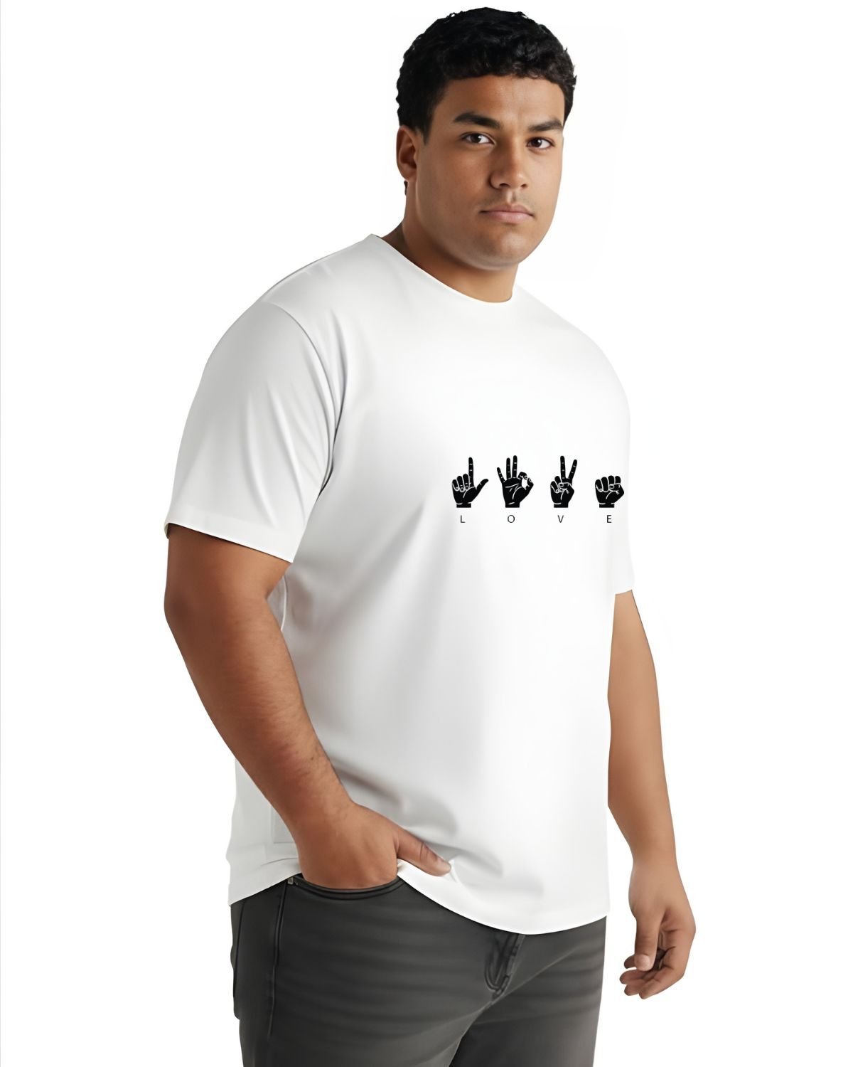 American Sign Language LOVE Tee - Premium Cotton - Plus Sizes 2XL-7XL - Image 9