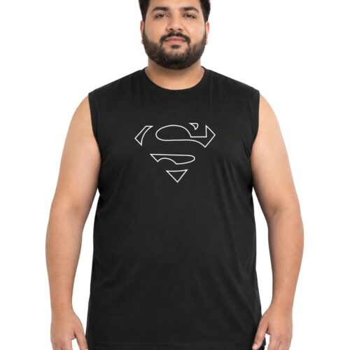Comfort Fit Cotton Plus Size Sleeveless Top | Men's Iconic Superman Graphic Tee | Gym & Casual Wear - Image 14