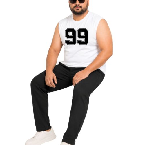 Plus Size Cotton Sleeveless Shirt | Men's "99" Number Graphic Tank | Comfortable Fit | KIXO PLUS - Image 5