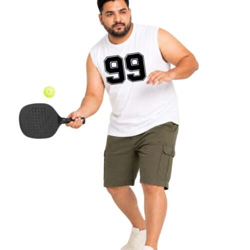 Plus Size Cotton Sleeveless Shirt | Men's "99" Number Graphic Tank | Comfortable Fit | KIXO PLUS - Image 1