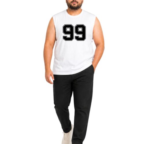 Plus Size Cotton Sleeveless Shirt | Men's "99" Number Graphic Tank | Comfortable Fit | KIXO PLUS - Image 3