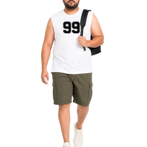 Plus Size Cotton Sleeveless Shirt | Men's "99" Number Graphic Tank | Comfortable Fit | KIXO PLUS - Image 2