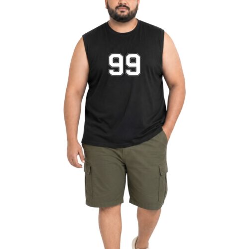 Plus Size Cotton Sleeveless Shirt | Men's "99" Number Graphic Tank | Comfortable Fit | KIXO PLUS - Image 13