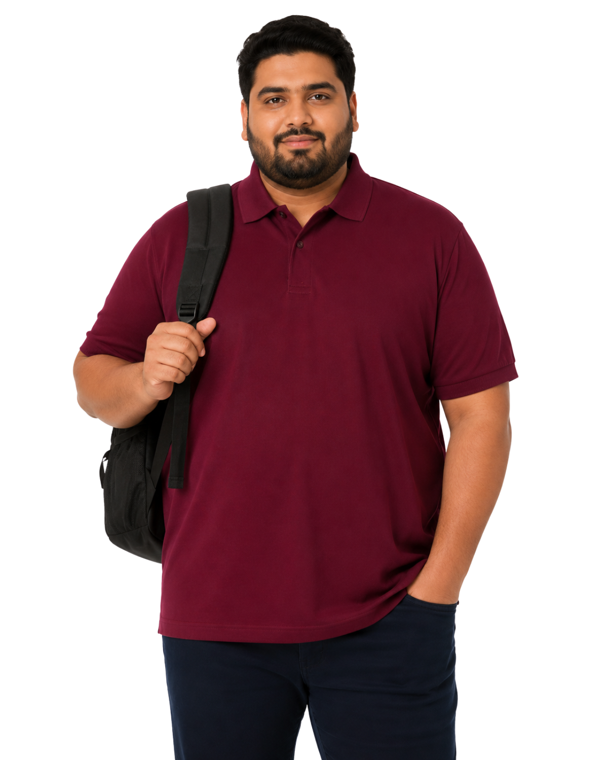 Plus Size Men's Polo Shirt | Big & Tall Casual & Formal Wear | KIXO PLUS | Maroon - Image 3