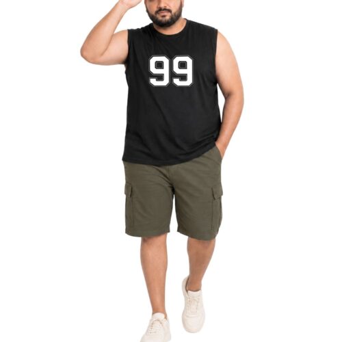 Plus Size Cotton Sleeveless Shirt | Men's "99" Number Graphic Tank | Comfortable Fit | KIXO PLUS - Image 12