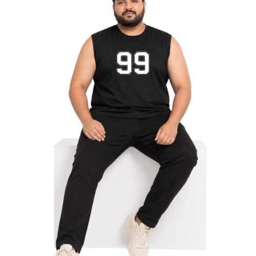 Plus Size Cotton Sleeveless Shirt | Men's "99" Number Graphic Tank | Comfortable Fit | KIXO PLUS - Image 11
