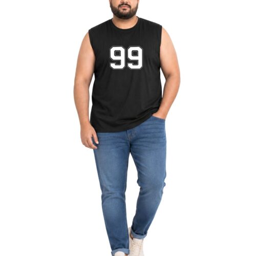 Plus Size Cotton Sleeveless Shirt | Men's "99" Number Graphic Tank | Comfortable Fit | KIXO PLUS - Image 10