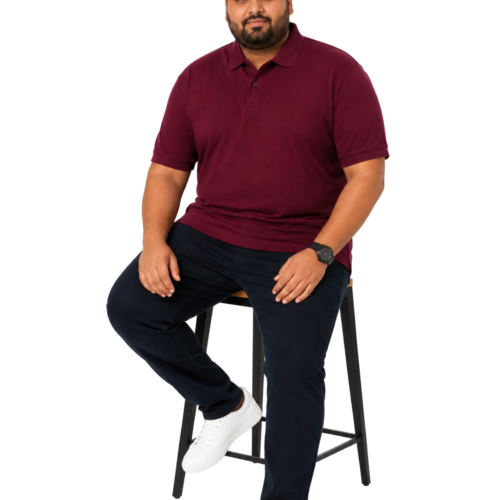 Plus Size Men's Polo Shirt | Big & Tall Casual & Formal Wear | KIXO PLUS | Maroon - Image 2