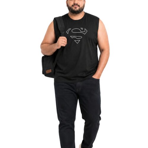 Comfort Fit Cotton Plus Size Sleeveless Top | Men's Iconic Superman Graphic Tee | Gym & Casual Wear - Image 9