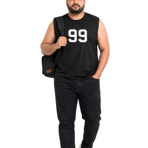 Plus Size Cotton Sleeveless Shirt | Men's "99" Number Graphic Tank | Comfortable Fit | KIXO PLUS - Image 9