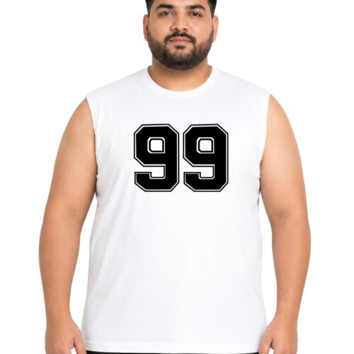 Plus Size Cotton Sleeveless Shirt | Men's "99" Number Graphic Tank | Comfortable Fit | KIXO PLUS - Image 6