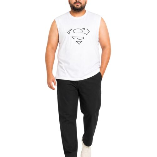 Comfort Fit Cotton Plus Size Sleeveless Top | Men's Iconic Superman Graphic Tee | Gym & Casual Wear - Image 7