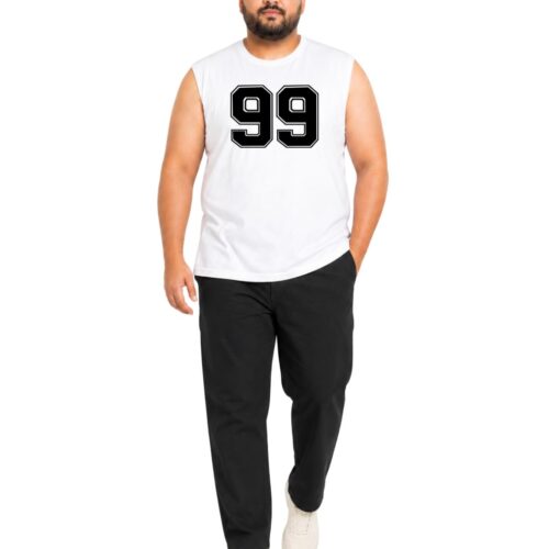 Plus Size Cotton Sleeveless Shirt | Men's "99" Number Graphic Tank | Comfortable Fit | KIXO PLUS - Image 7
