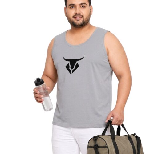 Men's Plus Size Bull Design Polyester Athletic Vest | Moisture-Wicking Gym Wear - Image 1