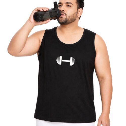Comfort Fit Polyester Plus Size Sport Vest| Men's Dumbbell Graphic | Quick Dry Training Top - Image 17