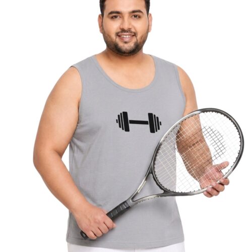 Comfort Fit Polyester Plus Size Sport Vest| Men's Dumbbell Graphic | Quick Dry Training Top - Image 11