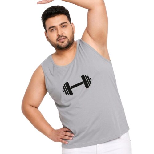 Comfort Fit Polyester Plus Size Sport Vest| Men's Dumbbell Graphic | Quick Dry Training Top - Image 9