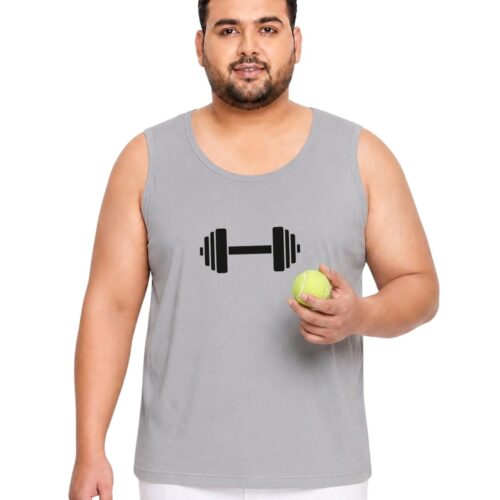 Comfort Fit Polyester Plus Size Sport Vest| Men's Dumbbell Graphic | Quick Dry Training Top - Image 8