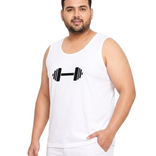 Comfort Fit Polyester Plus Size Sport Vest| Men's Dumbbell Graphic | Quick Dry Training Top - Image 5