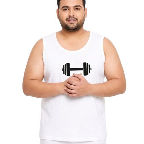 Comfort Fit Polyester Plus Size Sport Vest| Men's Dumbbell Graphic | Quick Dry Training Top - Image 1
