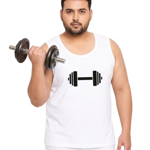 Comfort Fit Polyester Plus Size Sport Vest| Men's Dumbbell Graphic | Quick Dry Training Top - Image 3