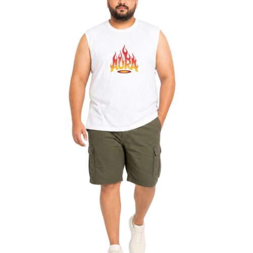 Men's Plus Size Printed Cotton Sando Vest | Sleeveless Round Neck Tank Top | Soft & Breathable | 2XL–7XL | Aura Graphic - Image 2