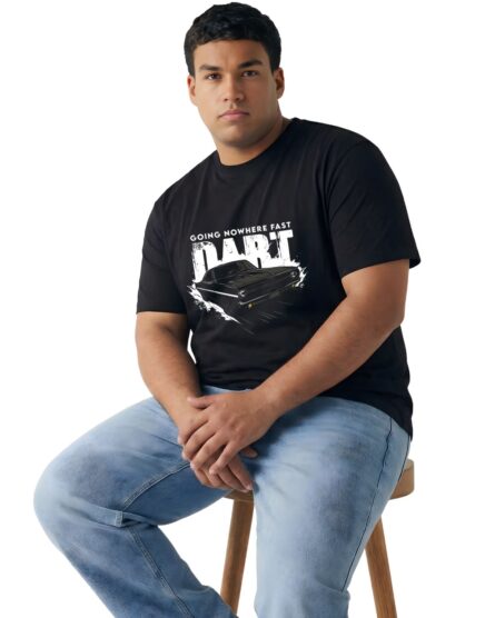Men's Plus Size Black Drift Car Graphic Printed T-Shirt | 100% Cotton Round Neck Oversized Casual Tee | Drift Racing Design | XXL-7XL