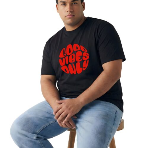 Good Vibes Only Printed Cotton Plus Size T-Shirt - Image 13