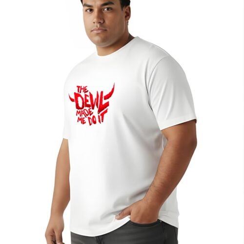 Men's Plus Size Cotton Printed T-Shirt 2XL-7XL | The Devil Made Me Do It Graphic Round Neck Casual Tee - Image 11