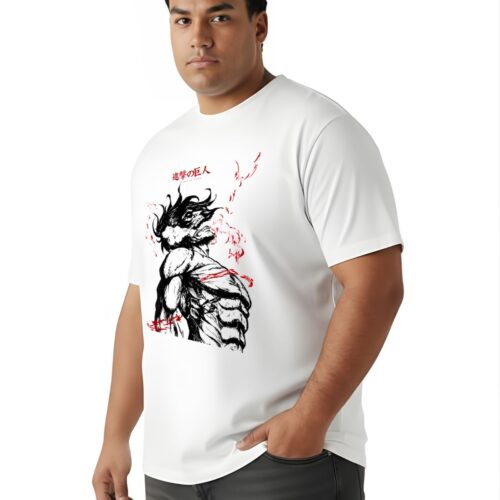 Men's Plus Size Attack on Titan Anime Graphic Cotton T-Shirt - Image 3