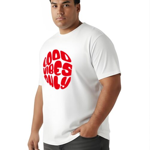 Good Vibes Only Printed Cotton Plus Size T-Shirt - Image 6