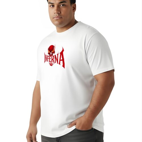 Inferna Skull Printed Cotton Plus Size T-Shirt | Gothic Graphic Tee - Image 10