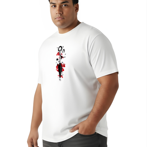 Kunai Print Oversized Cotton T-Shirt for Men | Plus Size Graphic Tee - Image 4