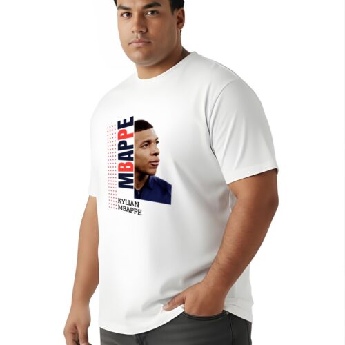 Kylian Mbappe Inspired Graphic Printed Plus Size Cotton T-Shirt for Men | Round Neck Casual Oversized Tee - Image 3