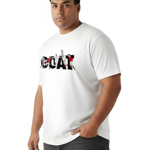 GOAT Football Graphic Printed Plus Size Cotton T-Shirt for Men | Premium Round Neck Casual Tee - Image 3