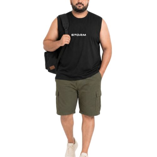 Men's Plus Size STORM Sports Vest Sando | Premium Cotton Sleeveless Gym Tank Top | Athletic Workout Activewear | 2XL-7XL | Black - Image 5