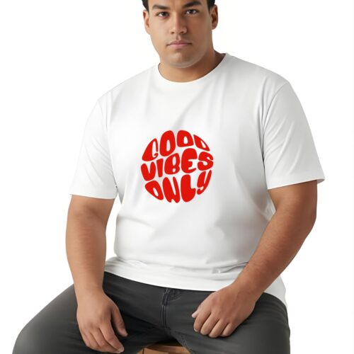 Good Vibes Only Printed Cotton Plus Size T-Shirt - Image 5